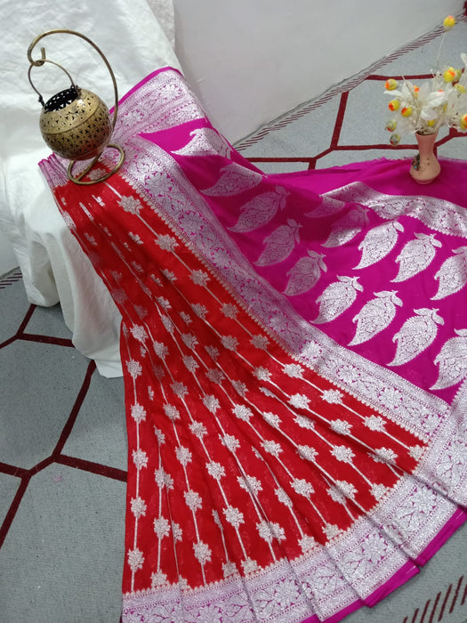 SEMI GEORGUTTE BANARASI SAREE