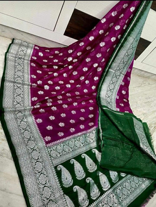 SEMI GEORGUTTE BANARASI SAREE