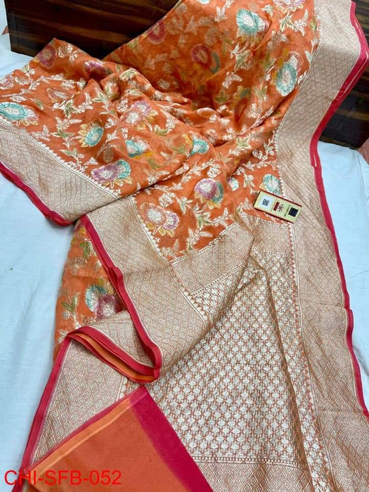 PURE BANARASI HANDLOOM KHADDI GEORGUTTE SAREE