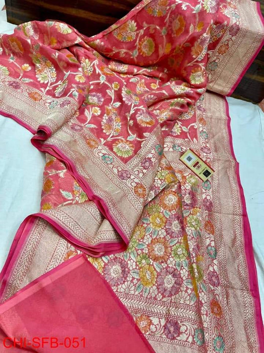 PURE BANARASI HANDLOOM KHADDI GEORGUTTE SAREE