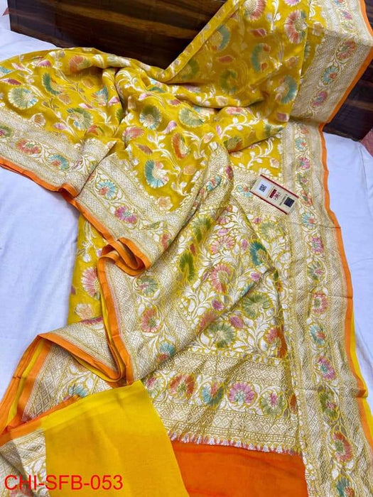 PURE BANARASI HANDLOOM KHADDI GEORGUTTE SAREE