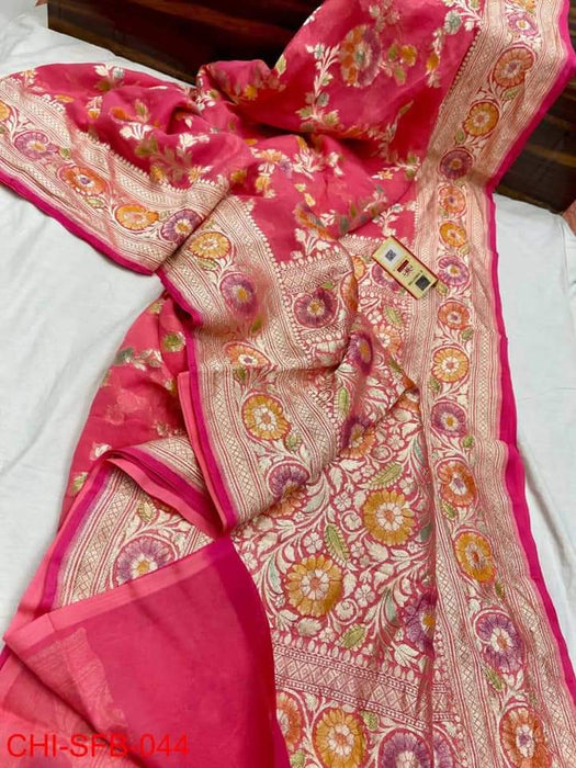 PURE BANARASI HANDLOOM KHADDI GEORGUTTE SAREE