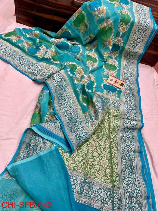 PURE BANARASI HANDLOOM KHADDI GEORGUTTE SAREE