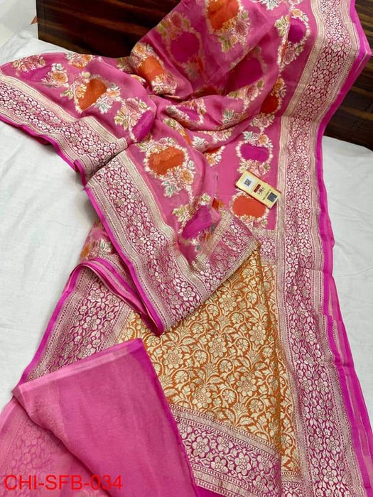 PURE BANARASI HANDLOOM KHADDI GEORGUTTE SAREE