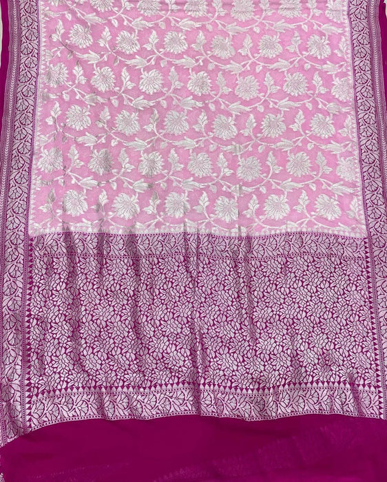 PURE BANARASI HANDLOOM KHADDI GEORGUTTE SAREE