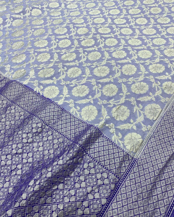 PURE BANARASI HANDLOOM KHADDI GEORGUTTE SAREE