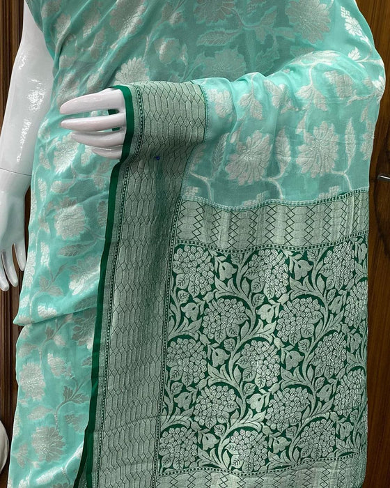 PURE BANARASI HANDLOOM KHADDI GEORGUTTE SAREE