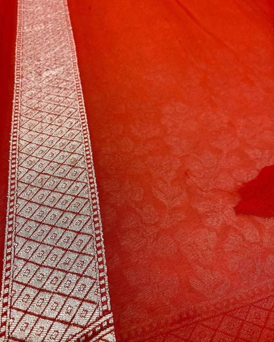 PURE BANARASI HANDLOOM KHADDI GEORGUTTE SAREE