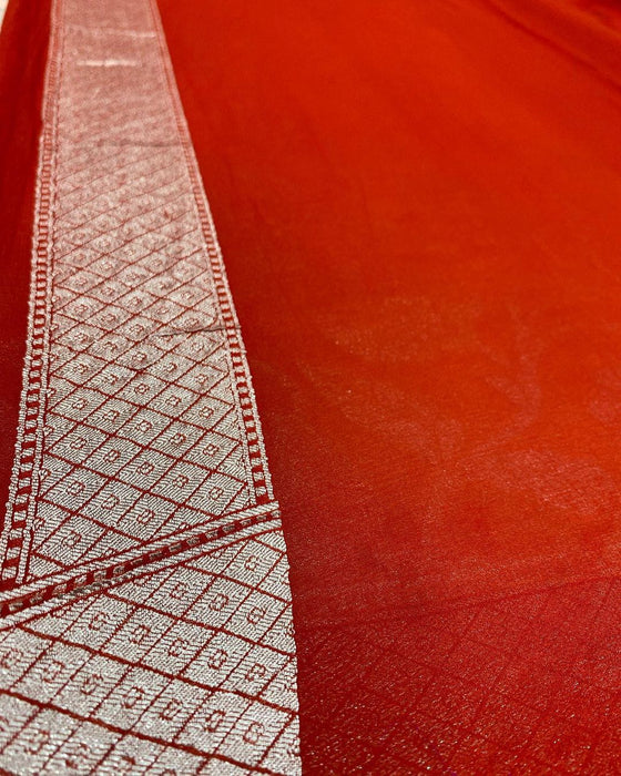 PURE BANARASI HANDLOOM KHADDI GEORGUTTE SAREE