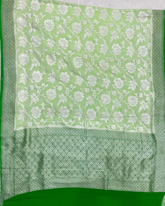 PURE BANARASI HANDLOOM KHADDI GEORGUTTE SAREE