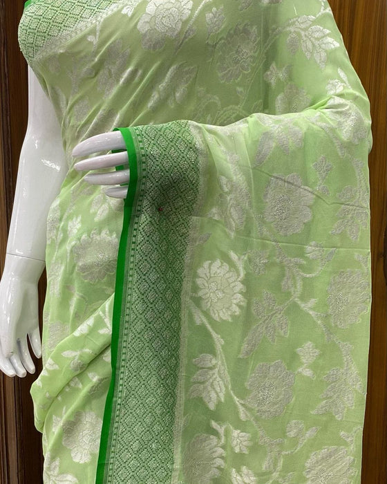 PURE BANARASI HANDLOOM KHADDI GEORGUTTE SAREE