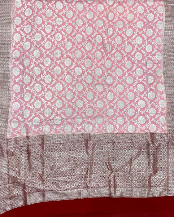 PURE BANARASI HANDLOOM KHADDI GEORGUTTE SAREE