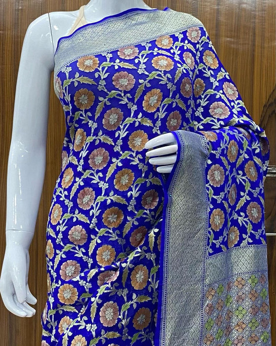 PURE BANARASI HANDLOOM KHADDI GEORGUTTE SAREE