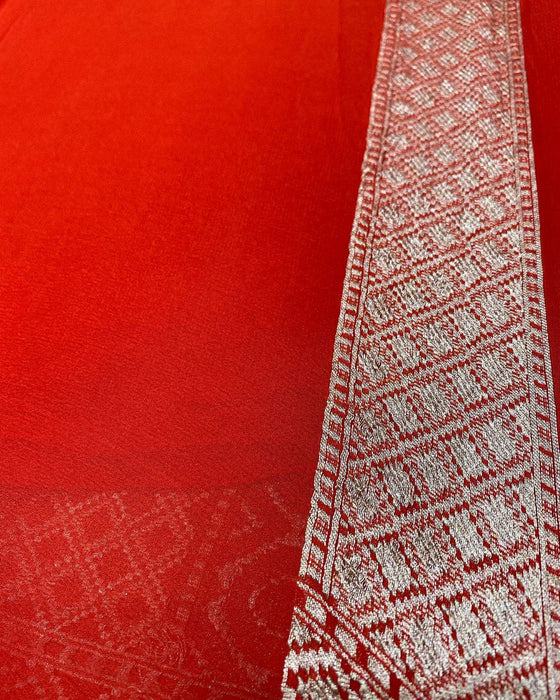 PURE BANARASI HANDLOOM KHADDI GEORGUTTE SAREE