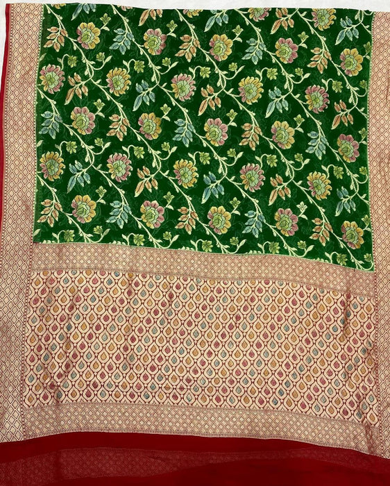 PURE BANARASI HANDLOOM KHADDI GEORGUTTE SAREE