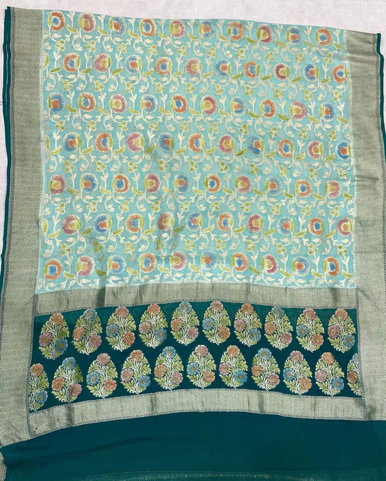 PURE BANARASI HANDLOOM KHADDI GEORGUTTE SAREE