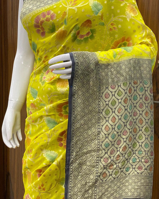 PURE BANARASI HNADLOOM KHADDI GEORGUTTE SAREE