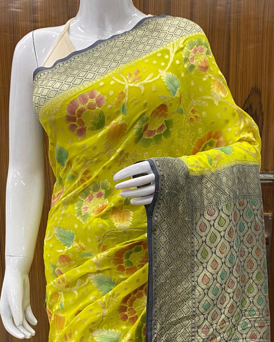 PURE BANARASI HNADLOOM KHADDI GEORGUTTE SAREE