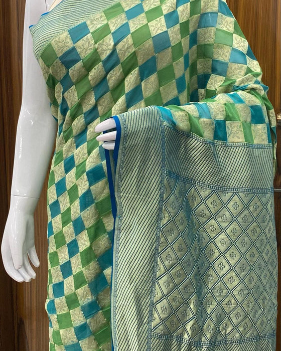 PURE BANARASI HANDLOOM KHADDI GEORGUTTE SAREE