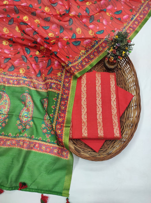 SOFT BANARASI COTTON CHANDERI SUIT