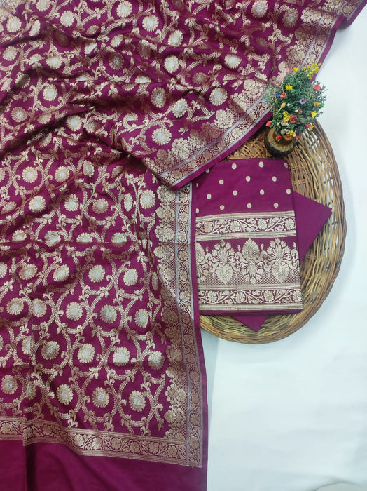 SOFT BANARASI CHANDERI COTTON SUIT