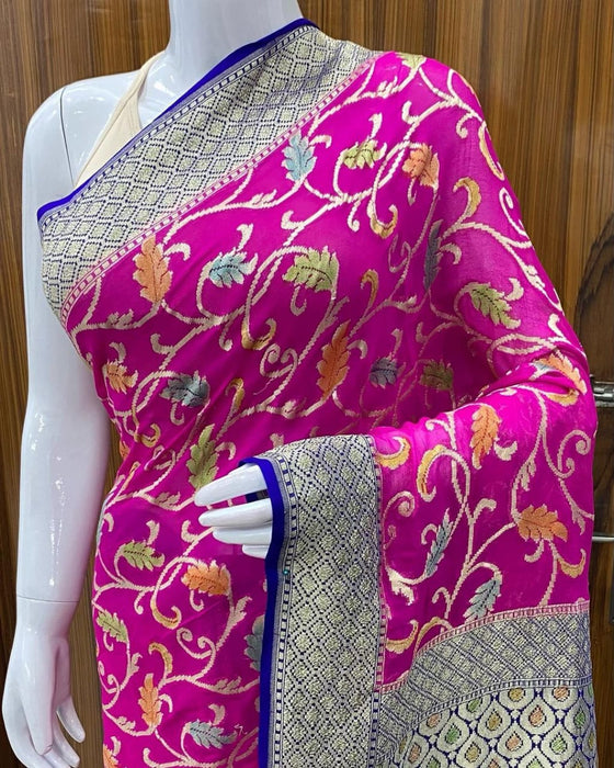 PURE BANARASI HANDLOOM KHADDI GEORGUTTE SAREE