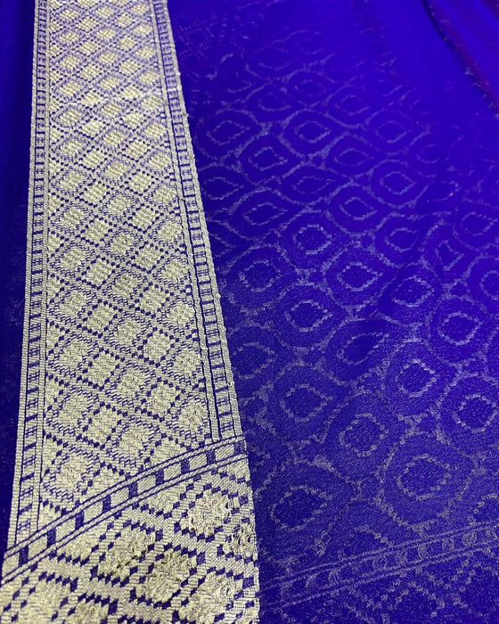 PURE BANARASI HANDLOOM KHADDI GEORGUTTE SAREE