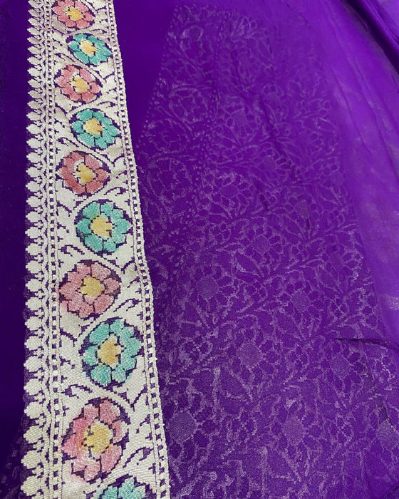 PURE BANARASI HANDLOOM KHADDI GEORGUTTE SAREE