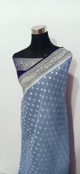 PURE BANARASI HANDLOOM KHADDI GEORGUTTE SAREE