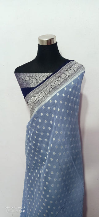 PURE BANARASI HANDLOOM KHADDI GEORGUTTE SAREE