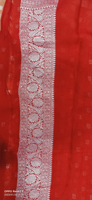 PURE BANARASI HANDLOOM KHADDI GEORGUTTE SAREE