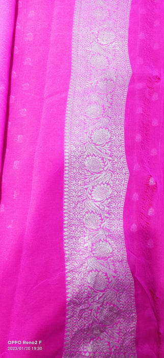 PURE BANARASI HANDLOOM KHADDI GEORGUTTE SAREE