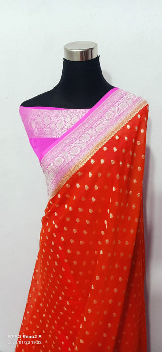 PURE BANARASI HANDLOOM KHADDI GEORGUTTE SAREE