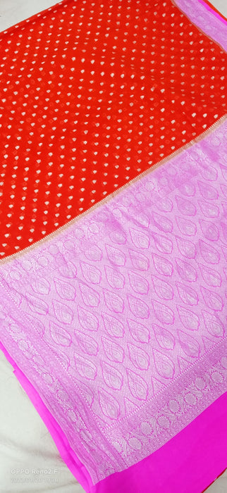 PURE BANARASI HANDLOOM KHADDI GEORGUTTE SAREE