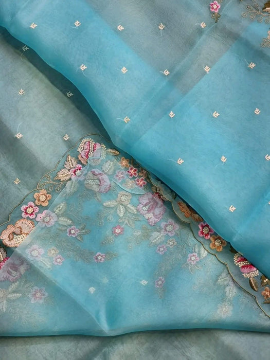 PURE BANARASI KORA ORGANZA SAREE