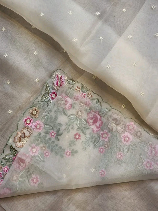 PURE BANARASI KORA ORGANZA SAREE