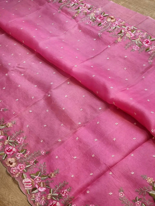 PURE BANARASI KORA ORGANZA SAREE