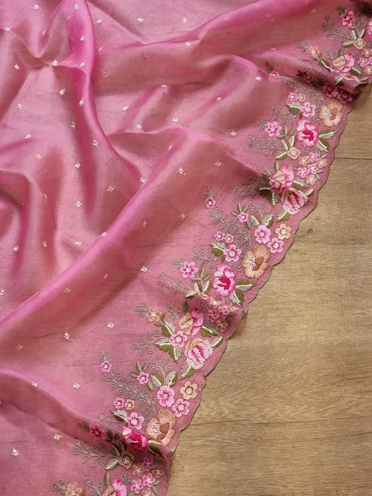 PURE BANARASI KORA ORGANZA SAREE