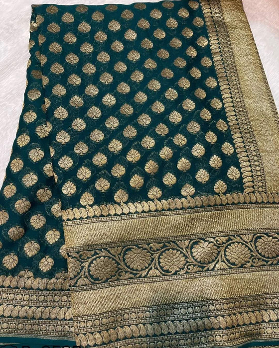 PURE BANARASI HANDLOOM KHADDI GEORGUTTE SAREE