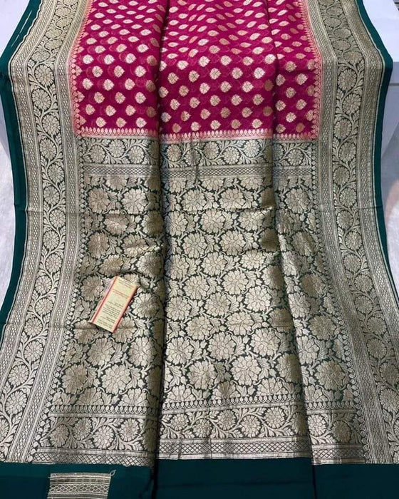 PURE BANARASI HANDLOOM KHADDI GEORGUTTE SAREE