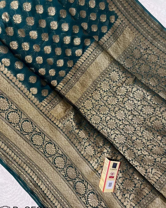 PURE BANARASI HANDLOOM KHADDI GEORGUTTE SAREE