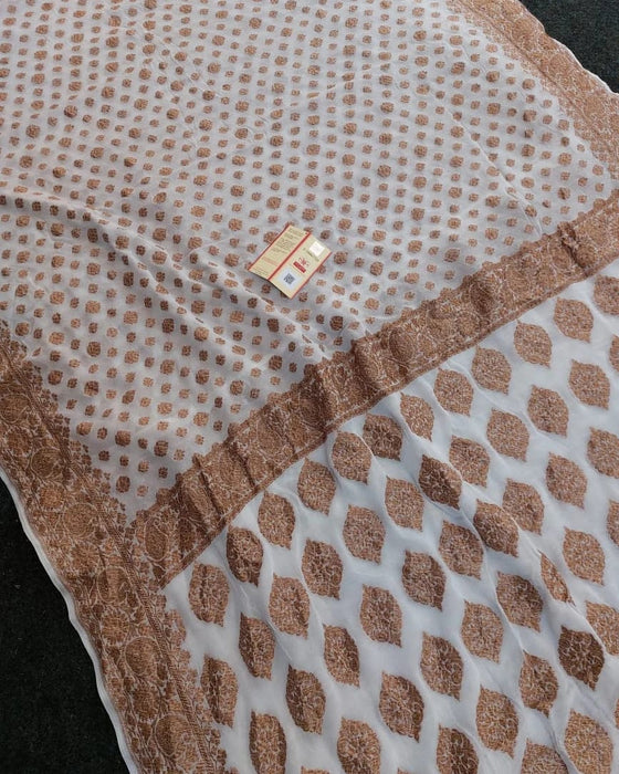 PURE BANARASI HANDLOOM KHADDI GEORGUTTE SAREE