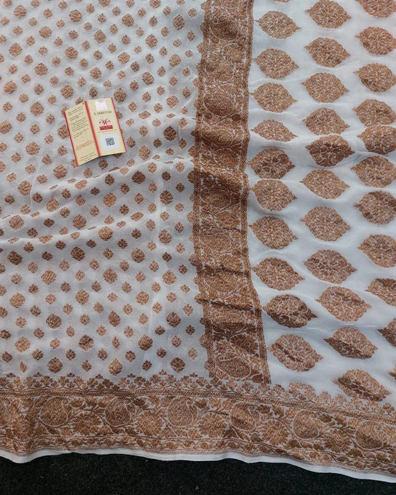 PURE BANARASI HANDLOOM KHADDI GEORGUTTE SAREE