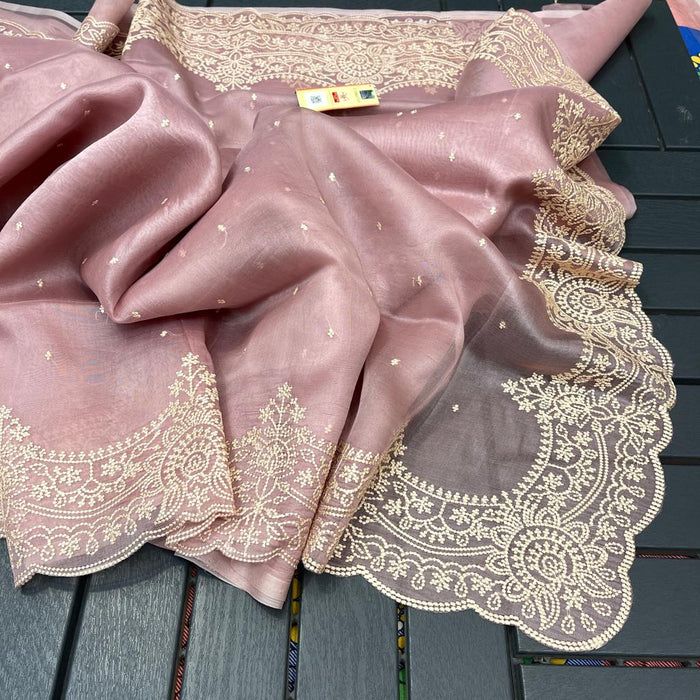 PURE BANARASI KORA ORGANZA SAREE