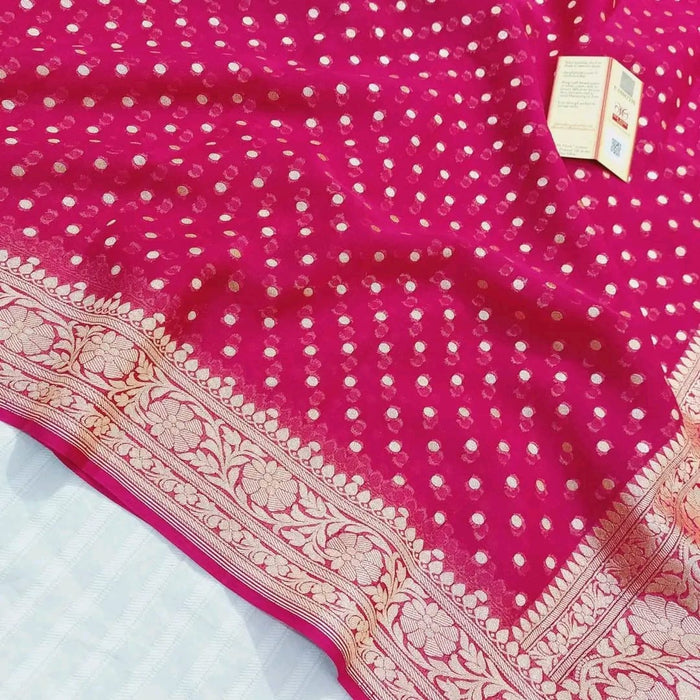 PURE BANARASI HANDLOOM KHADDI GEORGUTTE SAREE