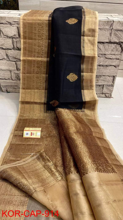 PURE HANDLOOM BANARASI KORA ORGANZA SAREE