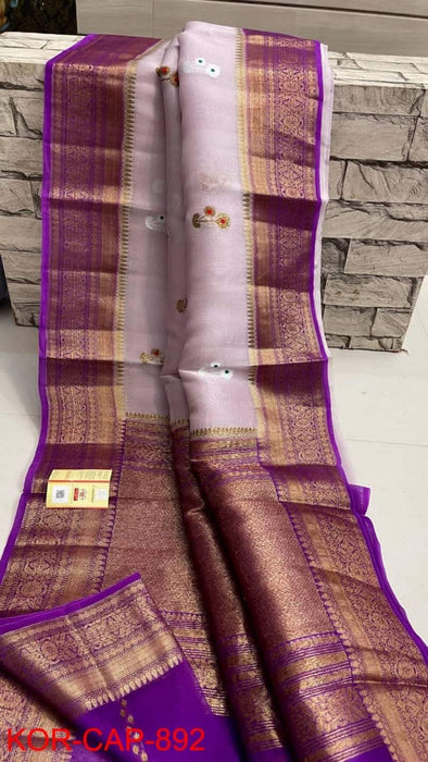 PURE HANDLOOM BANARASI KORA ORGANZA SAREE