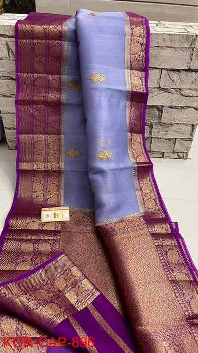 PURE HANDLOOM BANARASI KORA ORGANZA SAREE