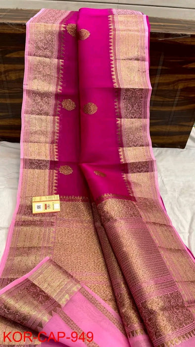 PURE HANDLOOM BANARASI KORA ORGANZA SAREE