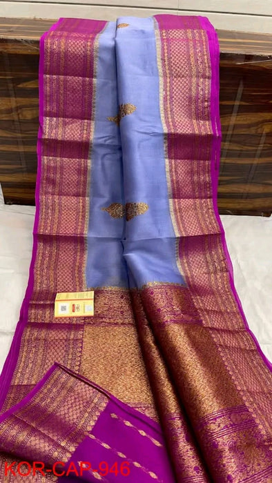 PURE HANDLOOM BANARASI KORA ORGANZA SAREE